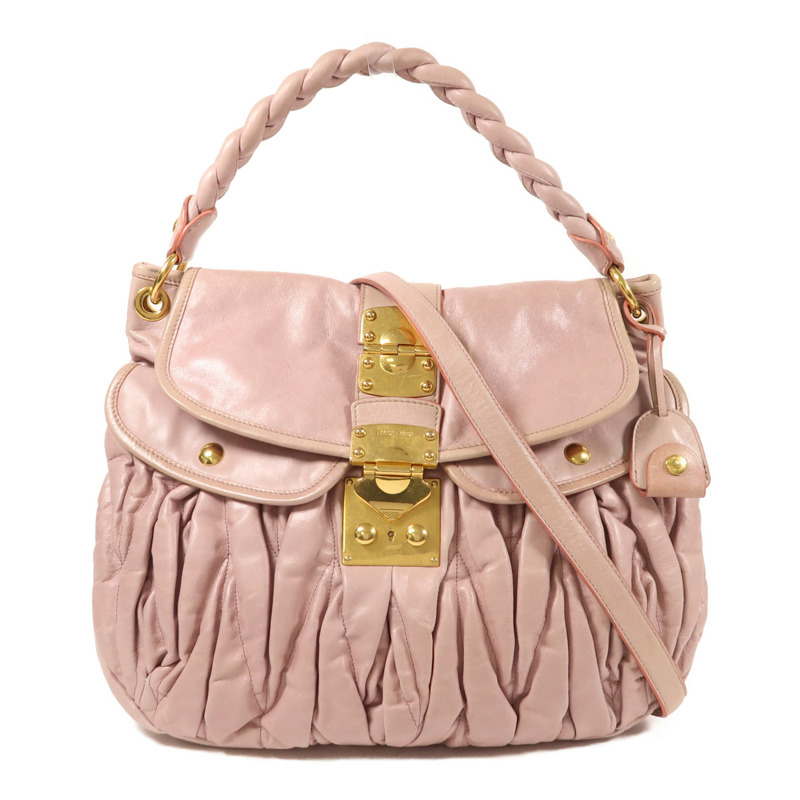 Miu Miu 牛皮皮革Matelasse Coffer金扣手挽肩背兩用袋-0