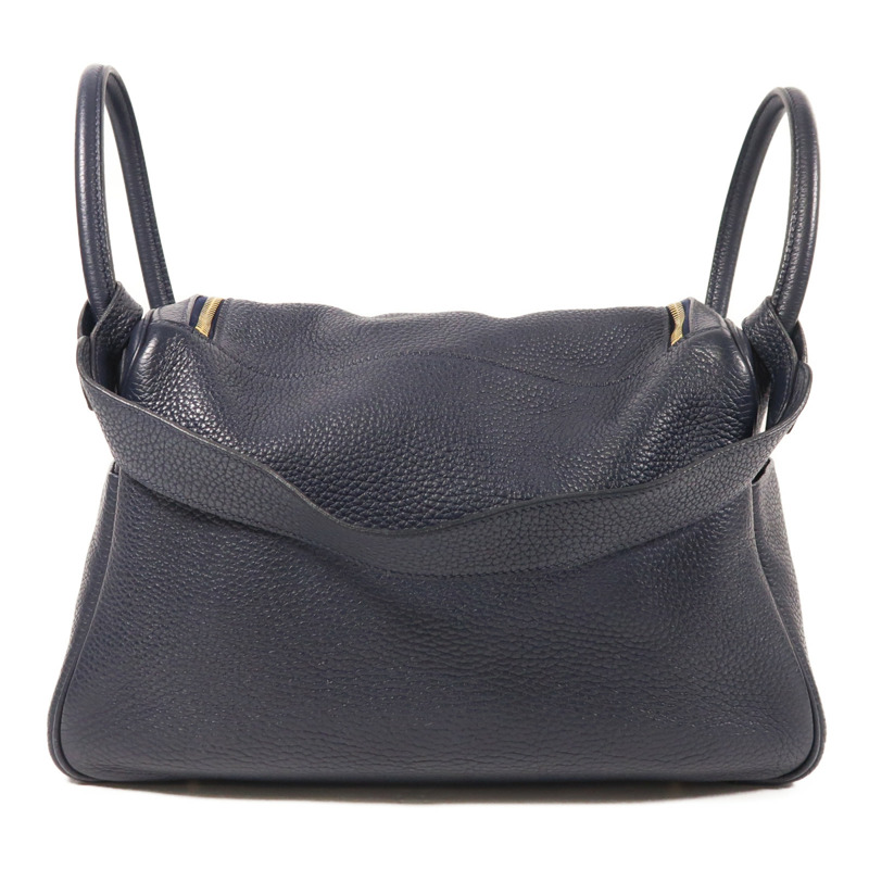 HERMES 皮革Lindy 30手挽肩背兩用袋Blue Nuit-1