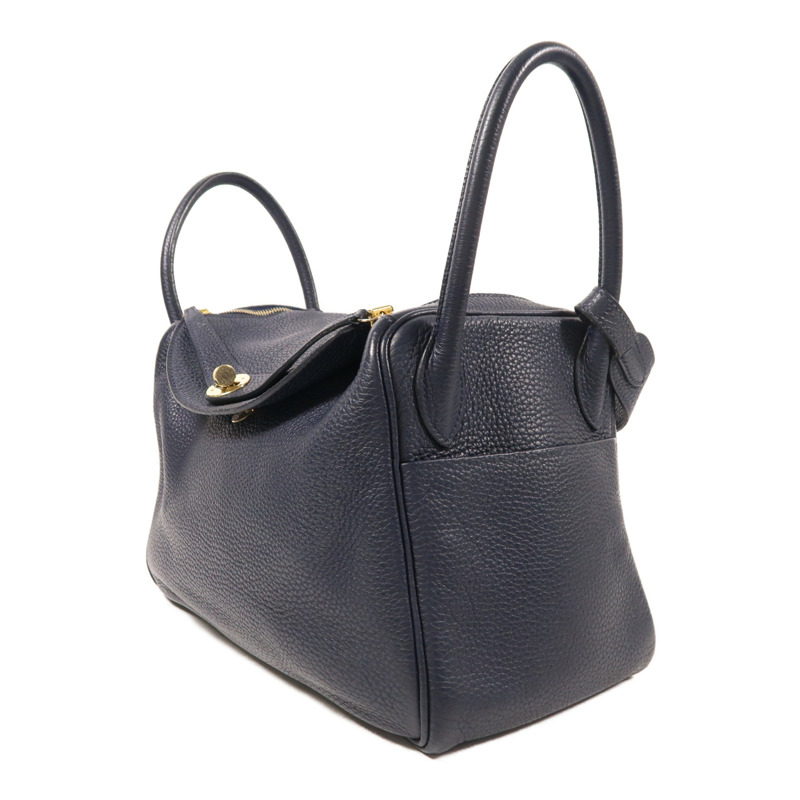 HERMES 皮革Lindy 30手挽肩背兩用袋Blue Nuit-2