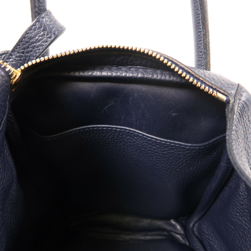 HERMES 皮革Lindy 30手挽肩背兩用袋Blue Nuit-5