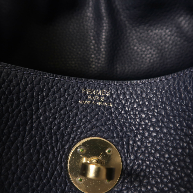 HERMES 皮革Lindy 30手挽肩背兩用袋Blue Nuit-7