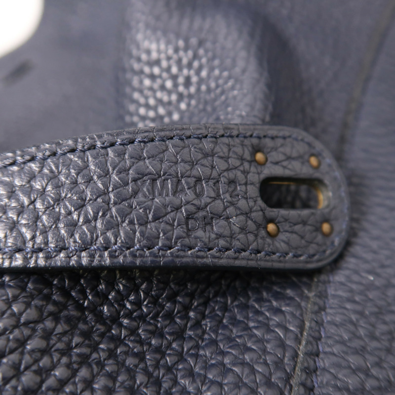 HERMES 皮革Lindy 30手挽肩背兩用袋Blue Nuit-8