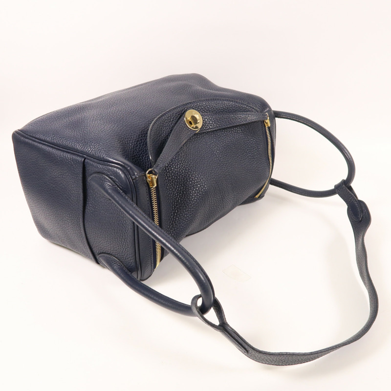 HERMES 皮革Lindy 30手挽肩背兩用袋Blue Nuit-9