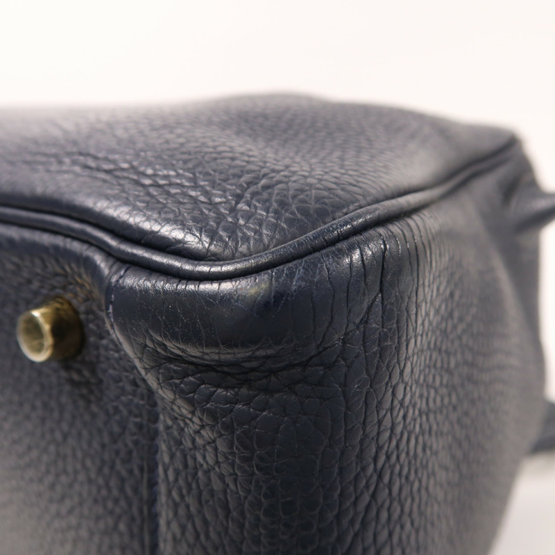 HERMES 皮革Lindy 30手挽肩背兩用袋Blue Nuit-12