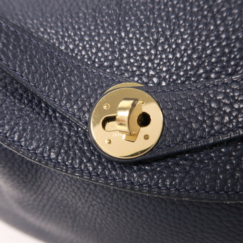 HERMES 皮革Lindy 30手挽肩背兩用袋Blue Nuit-15