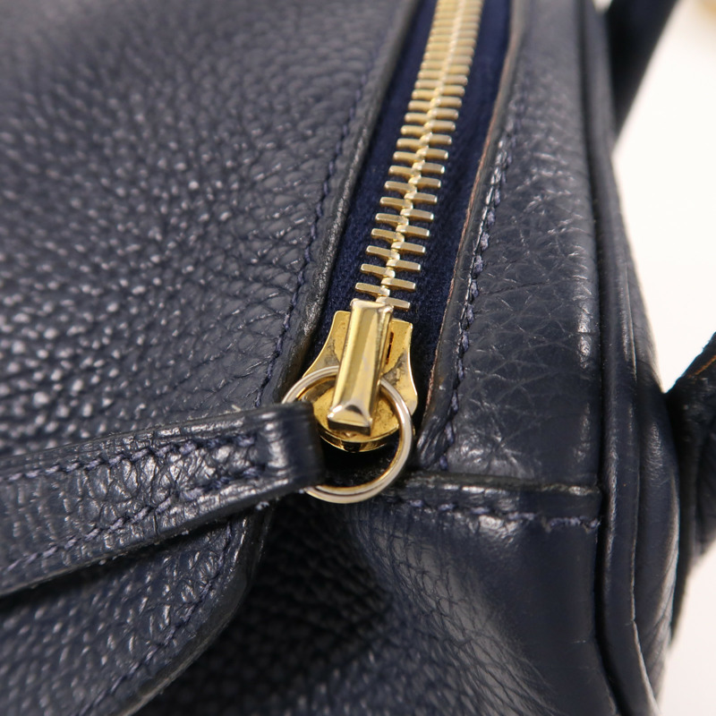 HERMES 皮革Lindy 30手挽肩背兩用袋Blue Nuit-16