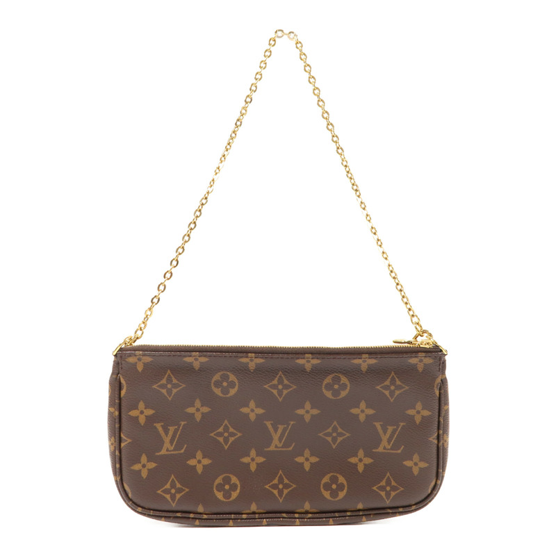LOUIS VUITTON Monogram Multi Pochette Accessoires金扣手挽肩背兩用袋棕色-1