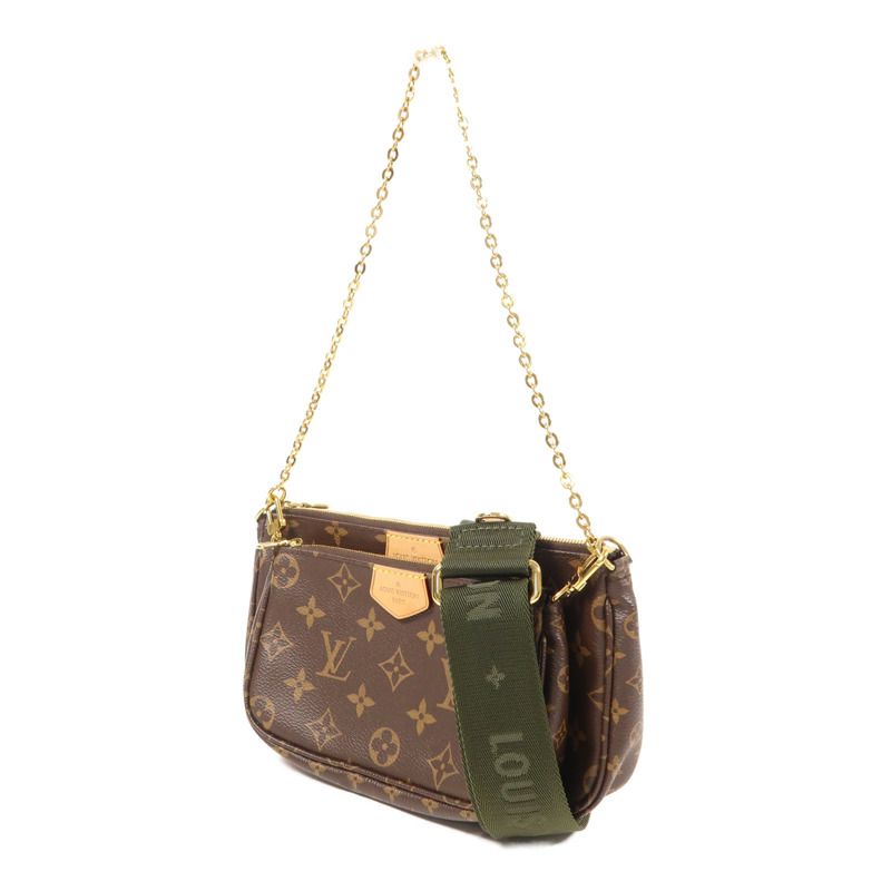 LOUIS VUITTON Monogram Multi Pochette Accessoires金扣手挽肩背兩用袋棕色-2