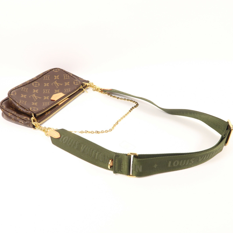 LOUIS VUITTON Monogram Multi Pochette Accessoires金扣手挽肩背兩用袋棕色-7