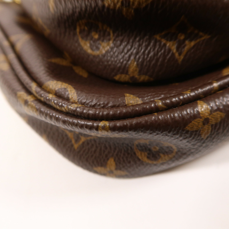 LOUIS VUITTON Monogram Multi Pochette Accessoires金扣手挽肩背兩用袋棕色-10