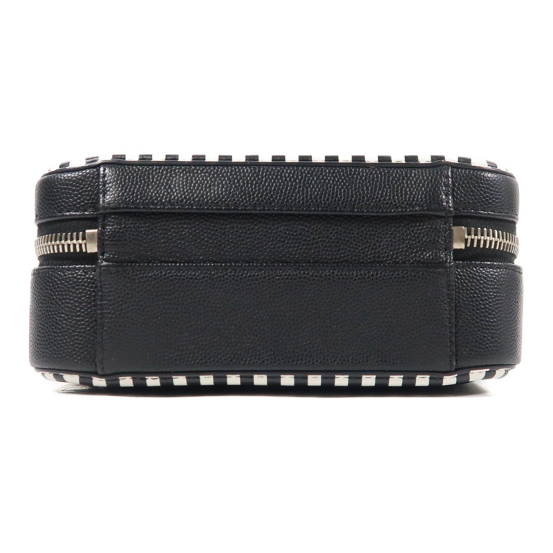 CHANEL 牛皮皮革Filigree Vanity Case銀扣手挽肩背兩用袋-3