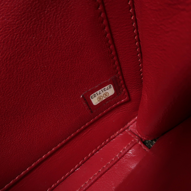 CHANEL 牛皮皮革Filigree Vanity Case銀扣手挽肩背兩用袋-6