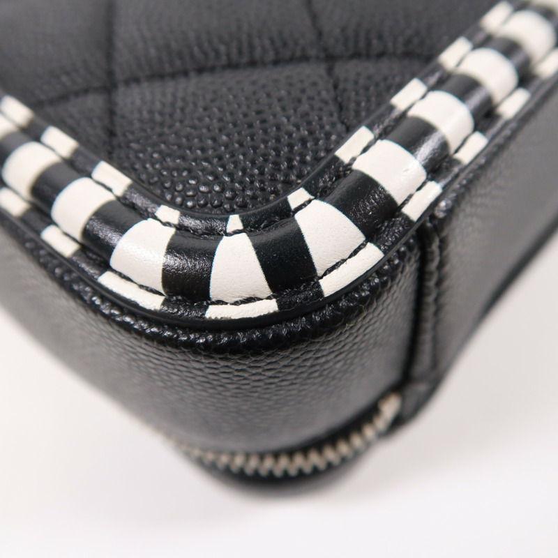 CHANEL 牛皮皮革Filigree Vanity Case銀扣手挽肩背兩用袋-13