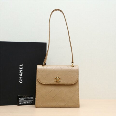 CHANEL 黑色荔枝牛皮4開金扣中古化妝箱肩背包