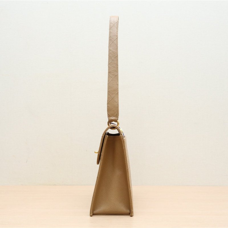 CHANEL 黑色荔枝牛皮4開金扣中古化妝箱肩背包-4