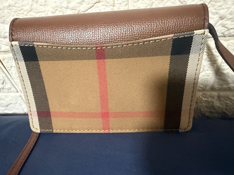 BURBERRY 巴寶莉 英系經典棉麻格紋拼接手機多卡零錢晚宴包斜背包-1