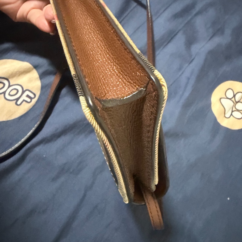 BURBERRY 巴寶莉 英系經典棉麻格紋拼接手機多卡零錢晚宴包斜背包-10