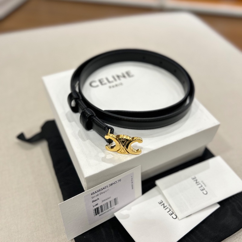 Celine 凱旋門扣是牛皮革腰帶-0