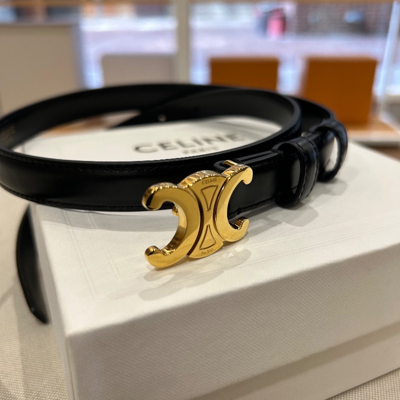 Celine 凱旋門扣是牛皮革腰帶-5