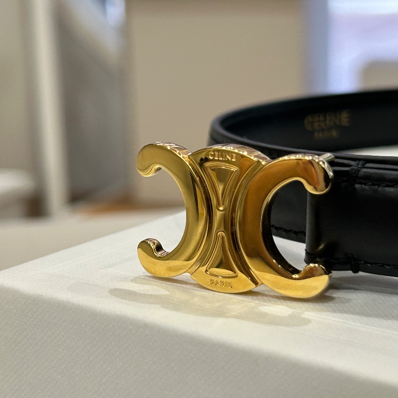 Celine 凱旋門扣是牛皮革腰帶-6