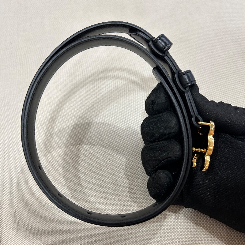 Celine 凱旋門扣是牛皮革腰帶-8