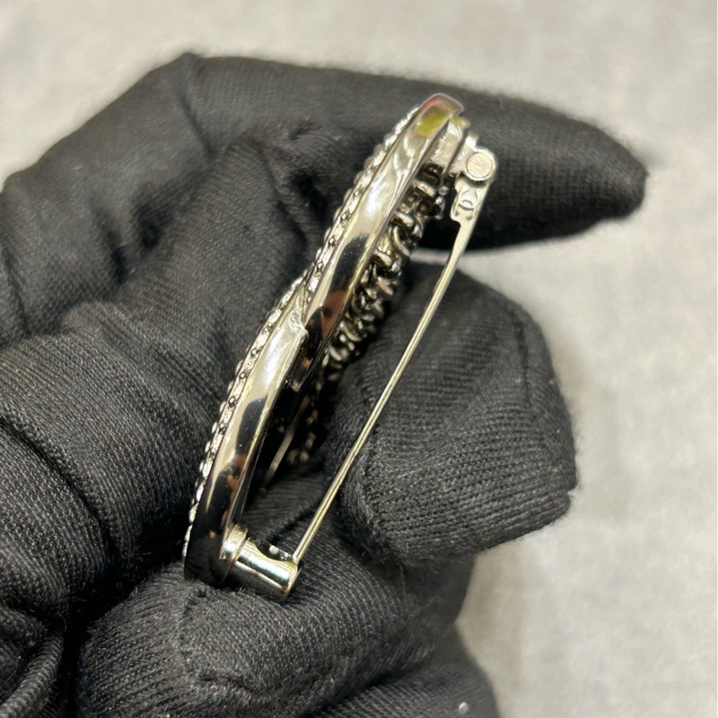 CHANEL 雙C大Logo流蘇 胸針 銀色 附件：盒子-9