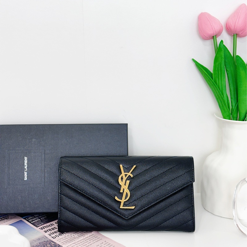 SAINT LAURENT｜YSL 經典 魚子醬 信封長夾-0