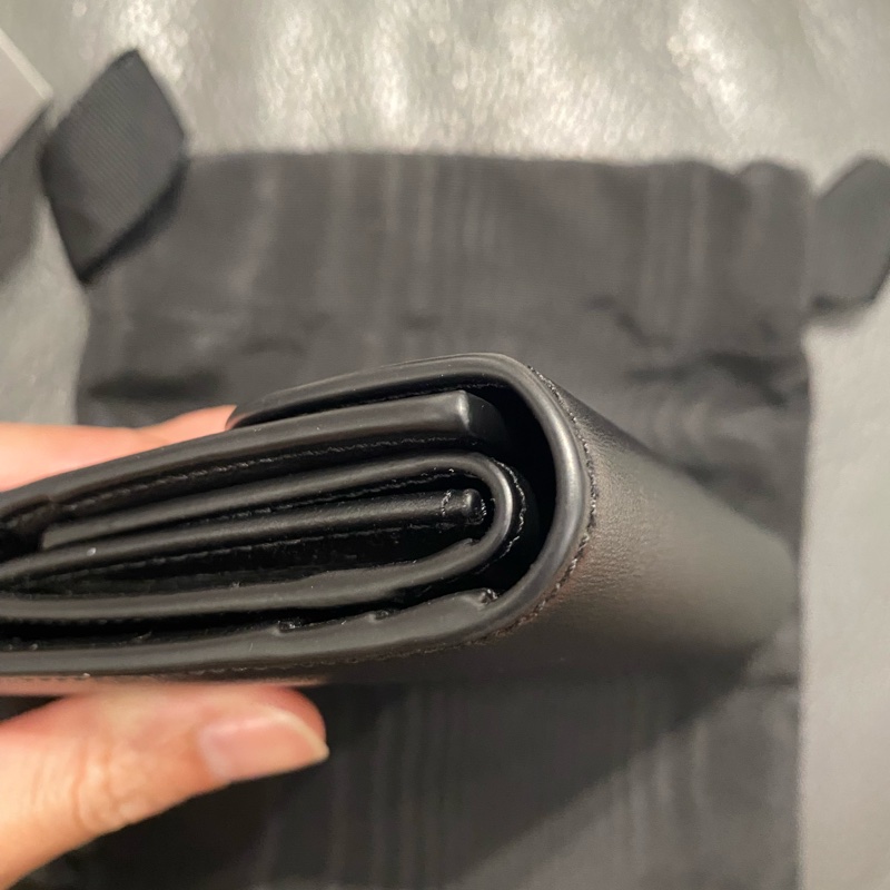 Celine 黑牛皮凱旋門釦三折短夾-14