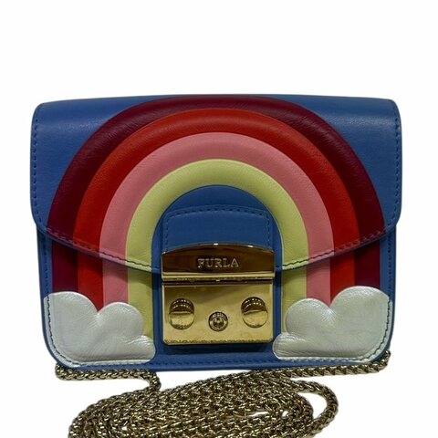 【美收精品】FURLA藍色彩虹肩背包 4-322