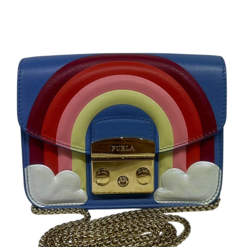 【美收精品】FURLA藍色彩虹肩背包 4-322-0