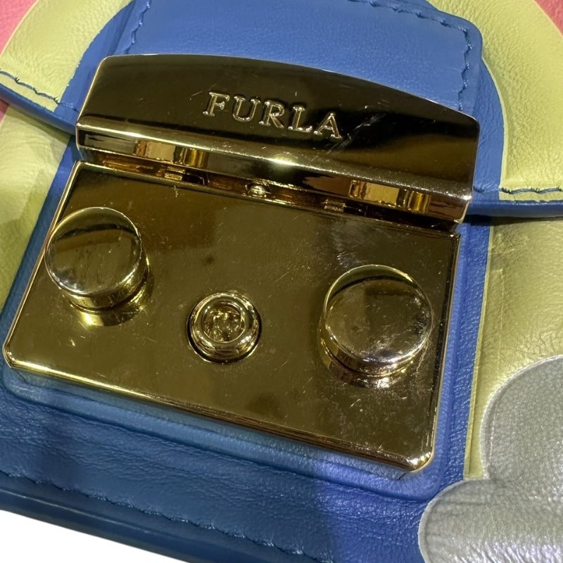 【美收精品】FURLA藍色彩虹肩背包 4-322-7