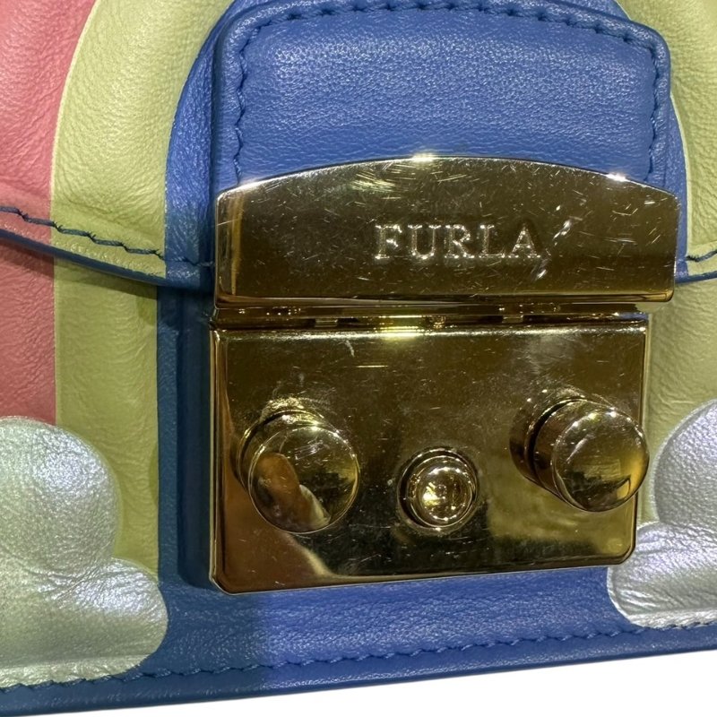 【美收精品】FURLA藍色彩虹肩背包 4-322-8