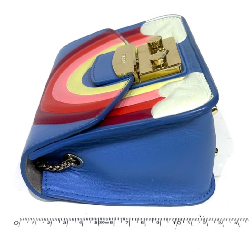 【美收精品】FURLA藍色彩虹肩背包 4-322-18