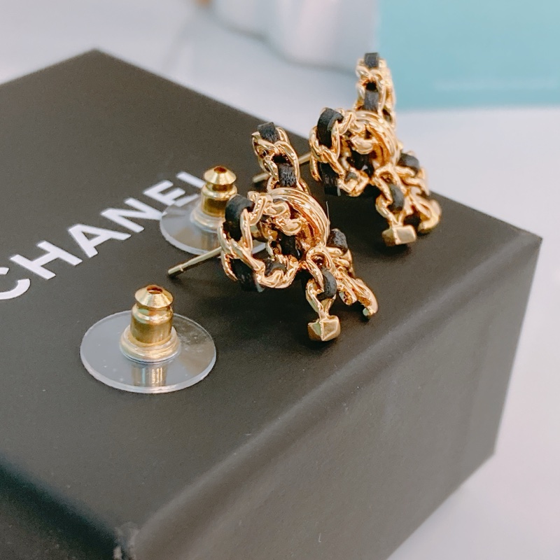 MS0367 CHANEL香奈兒蝴蝶結連CC字吊飾耳環 RIBBON WITH SMALL CC LOGO EARRINGS-2