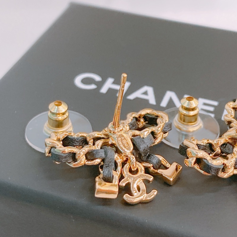 MS0367 CHANEL香奈兒蝴蝶結連CC字吊飾耳環 RIBBON WITH SMALL CC LOGO EARRINGS-5