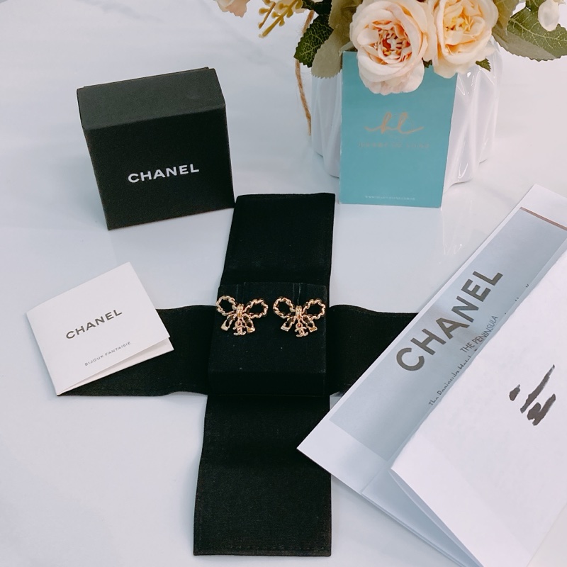 MS0367 CHANEL香奈兒蝴蝶結連CC字吊飾耳環 RIBBON WITH SMALL CC LOGO EARRINGS-10