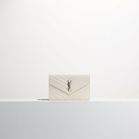 二手 YSL woc 小款信封包/白色銀扣