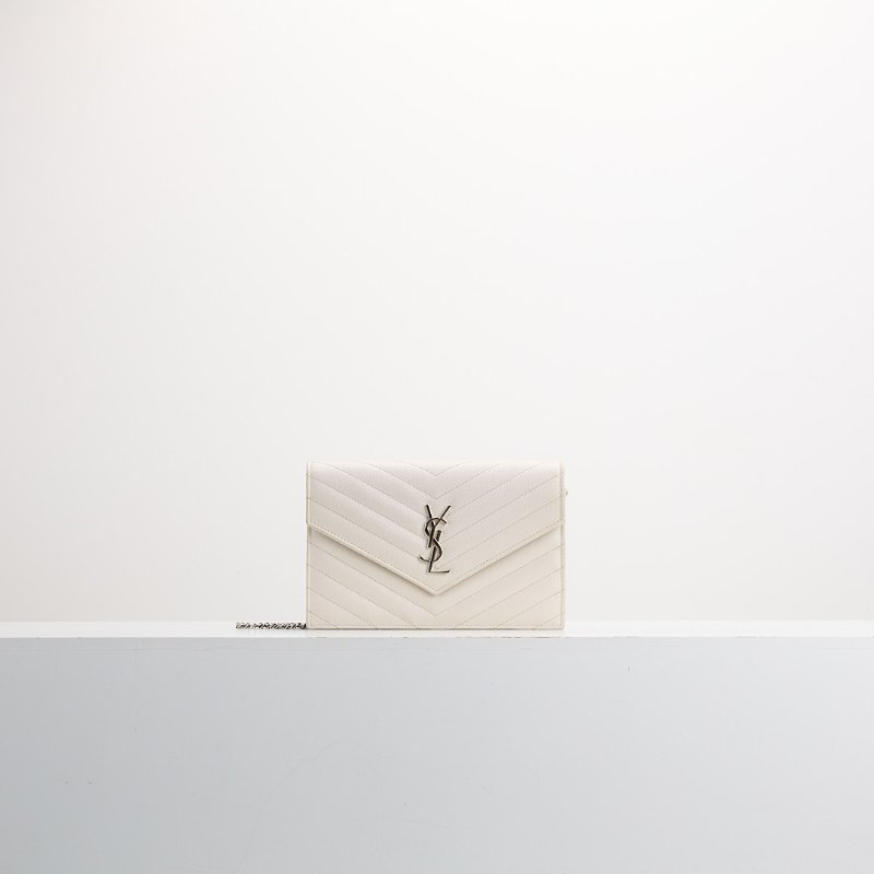 二手 YSL woc 小款信封包/白色銀扣-0