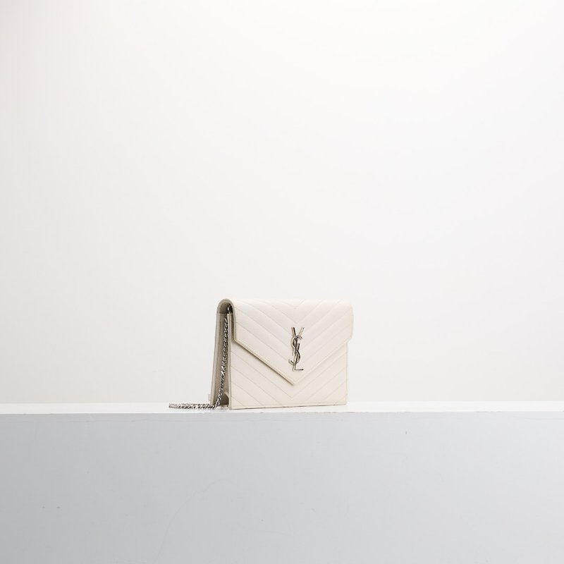 二手 YSL woc 小款信封包/白色銀扣-1