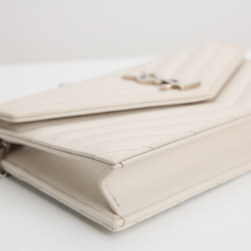 二手 YSL woc 小款信封包/白色銀扣-4