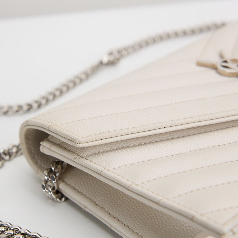 二手 YSL woc 小款信封包/白色銀扣-6
