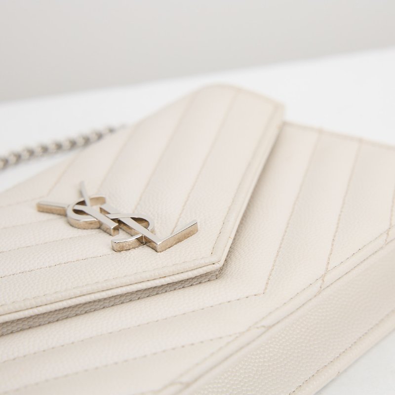 二手 YSL woc 小款信封包/白色銀扣-7