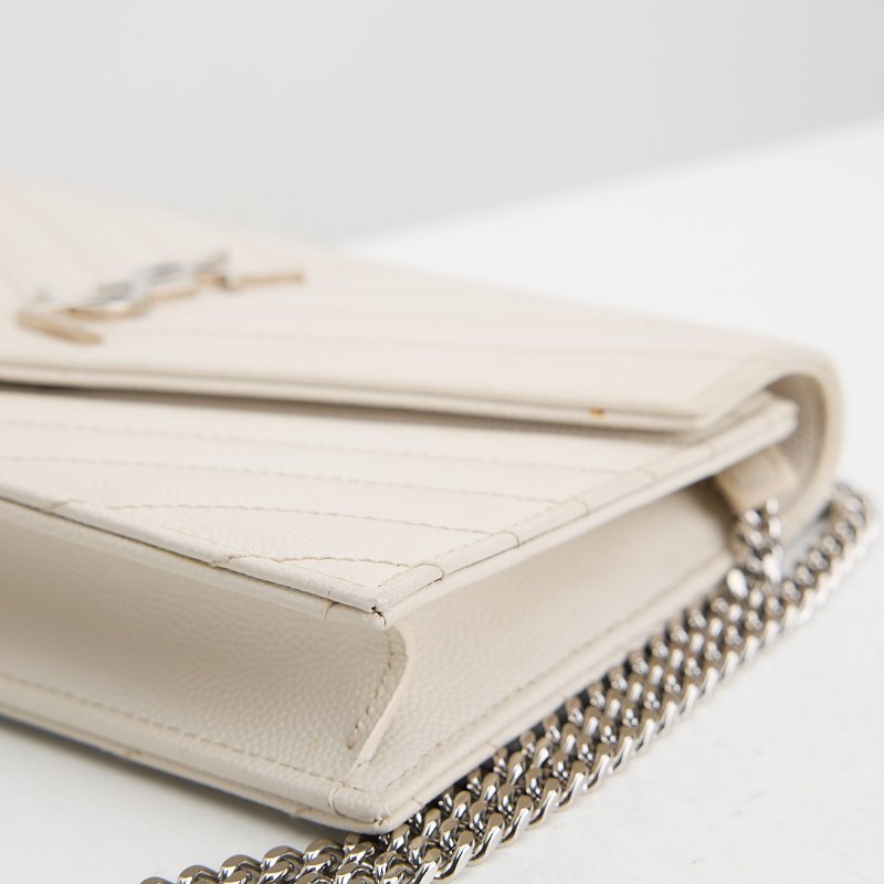 二手 YSL woc 小款信封包/白色銀扣-8