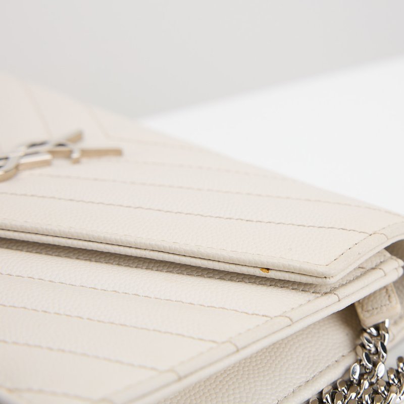 二手 YSL woc 小款信封包/白色銀扣-10
