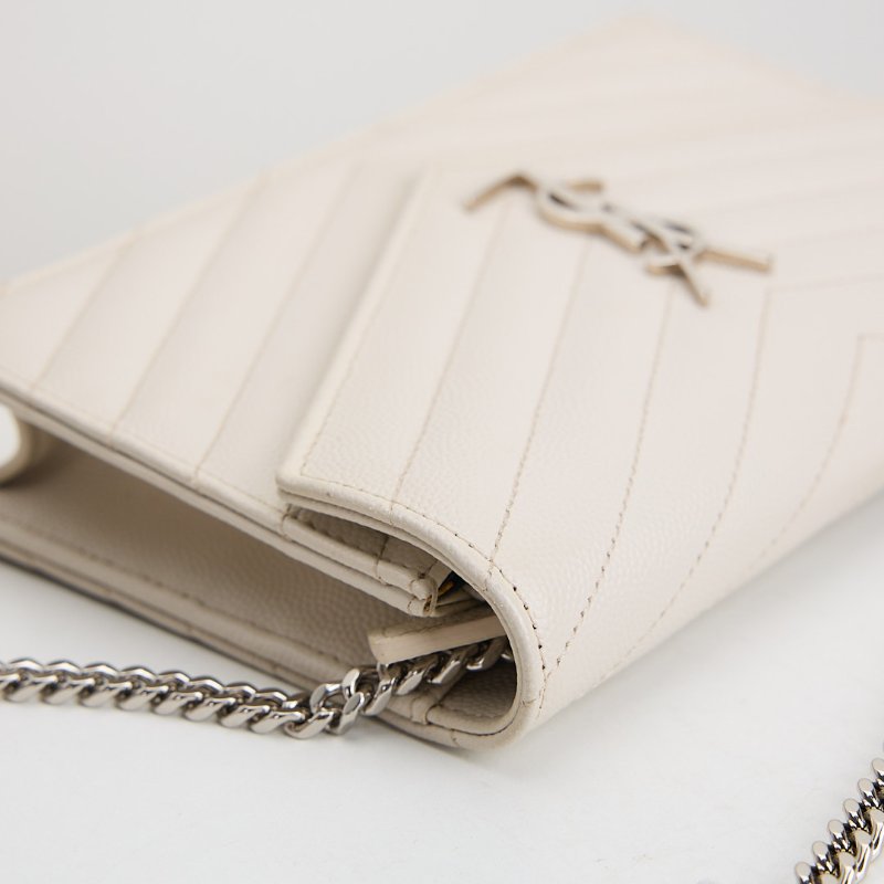 二手 YSL woc 小款信封包/白色銀扣-11