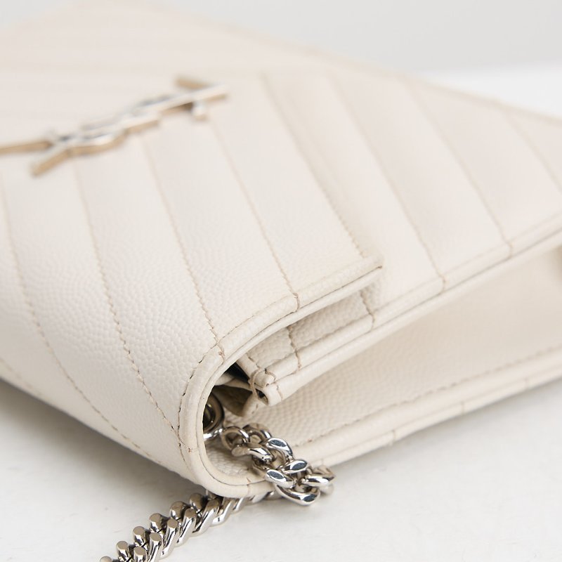 二手 YSL woc 小款信封包/白色銀扣-12