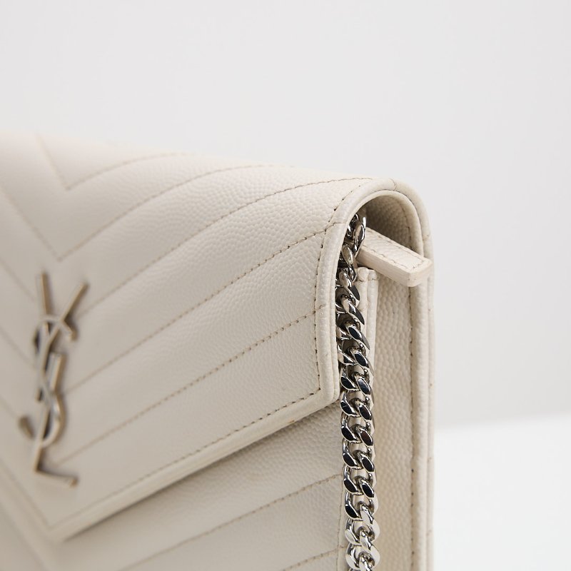 二手 YSL woc 小款信封包/白色銀扣-13