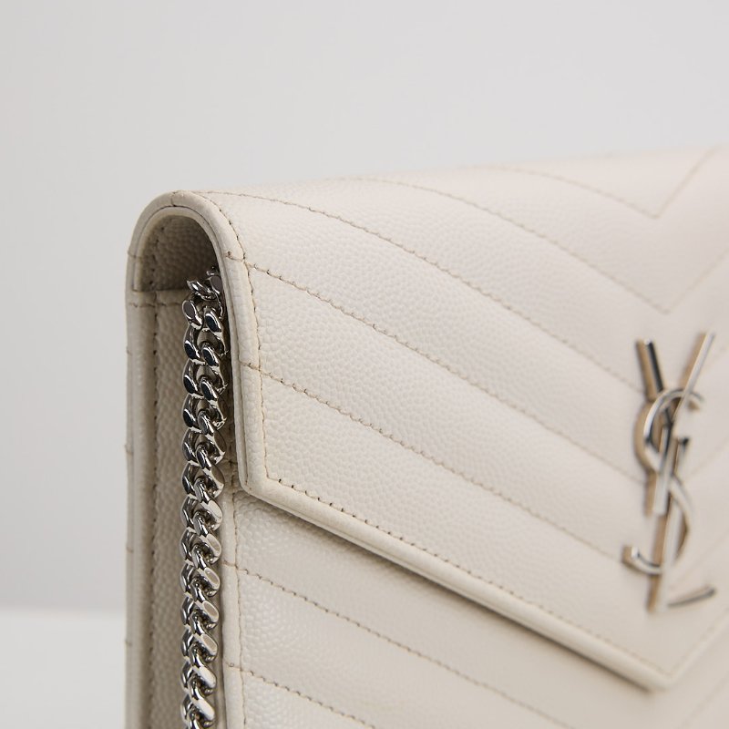 二手 YSL woc 小款信封包/白色銀扣-14