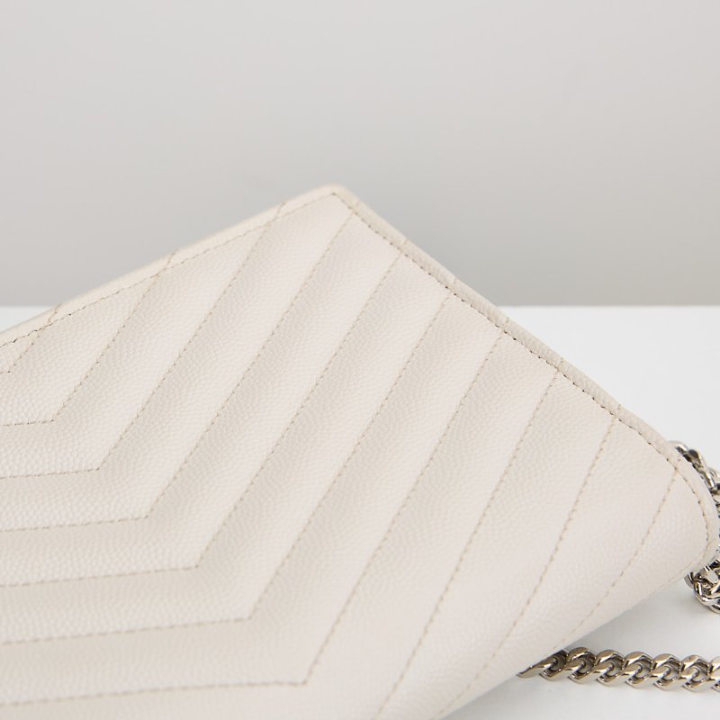 二手 YSL woc 小款信封包/白色銀扣-15