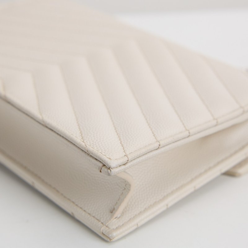 二手 YSL woc 小款信封包/白色銀扣-17